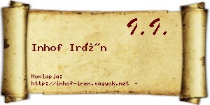 Inhof Irén névjegykártya